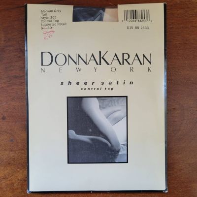 donna karan New York sheer satin control top medium grey tall  NIP